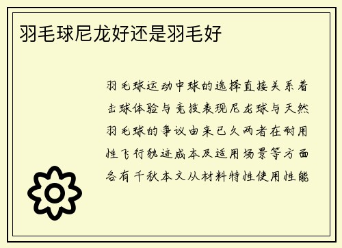 羽毛球尼龙好还是羽毛好